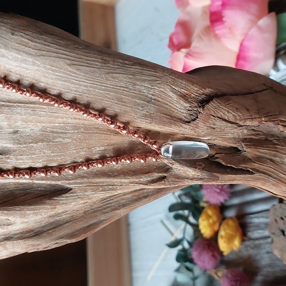 Quartz Crystal Bohemian Necklace, crochet jewelry by Rust Belt Raised - Picture 4 of 9